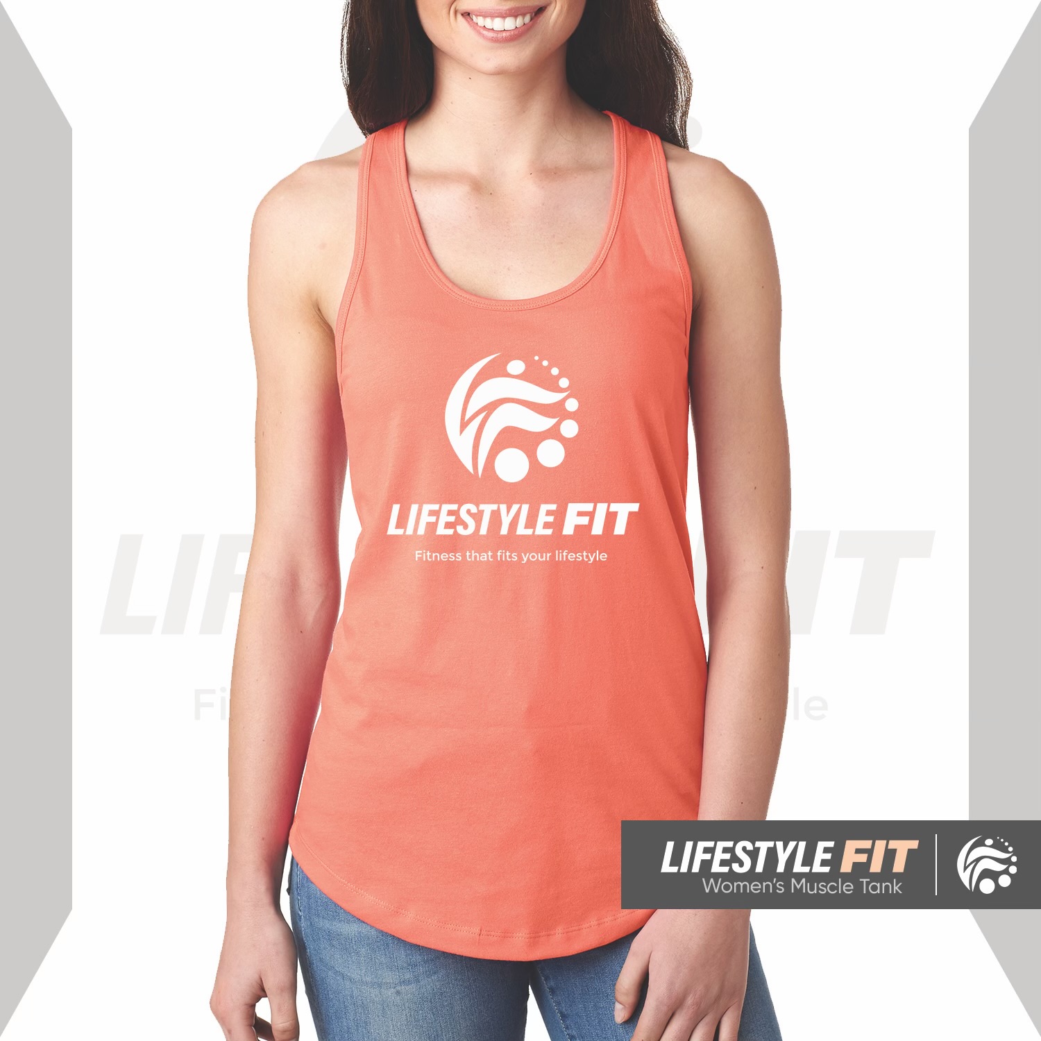 LifestyleFit Light Orange Muscle Tank